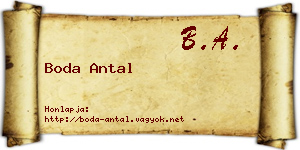 Boda Antal névjegykártya